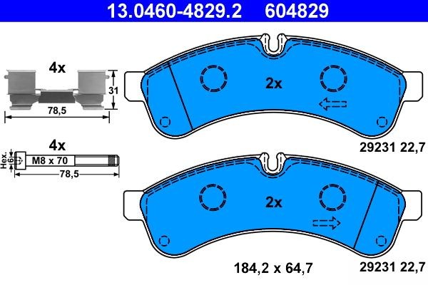 ATE Brake pad kit 13.0460-4829.2 for IVECO Daily