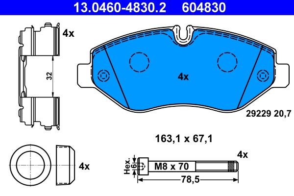ATE Brake pad kit 13.0460-4830.2 for IVECO Daily