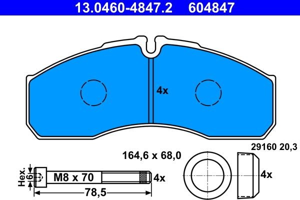 ATE Brake pad kit 13.0460-4847.2