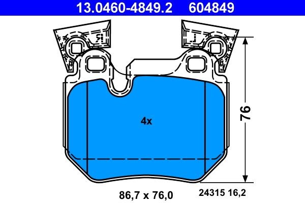 ATE Brake pad kit 13.0460-4849.2 for BMW 1 Series