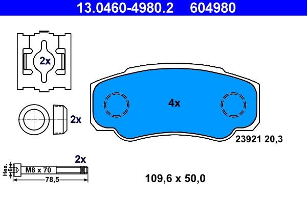 ATE Brake pad kit 13.0460-4980.2