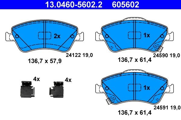 ATE Brake pad kit 13.0460-5602.2 for TOYOTA AURIS, COROLLA