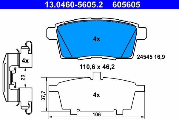 ATE Brake pad kit 13.0460-5605.2 for MAZDA CX-7, CX-9