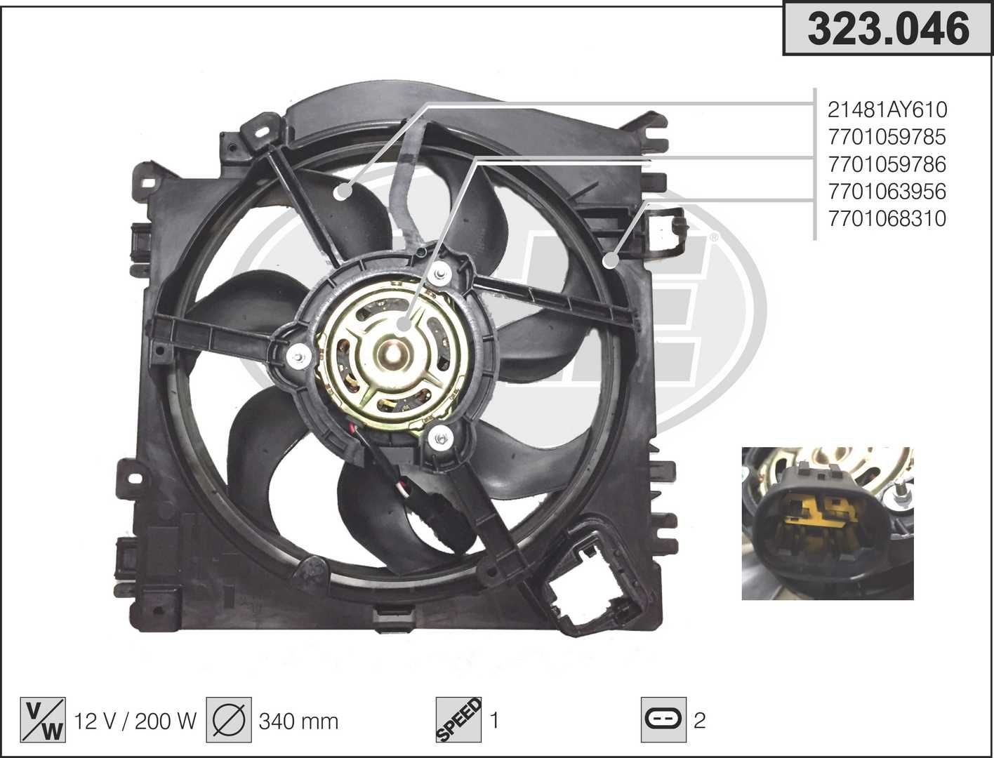 AHE 323.046 Cooling fan NISSAN NOTE 2005 in original quality