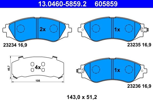 ATE Brake pad kit 13.0460-5859.2