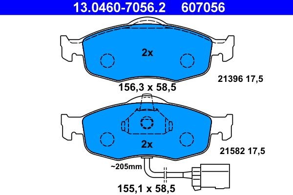 ATE Brake pad kit 13.0460-7056.2 for FORD MONDEO, SCORPIO, COUGAR