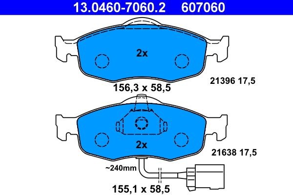 ATE Brake pad kit 13.0460-7060.2 for FORD SCORPIO, SIERRA