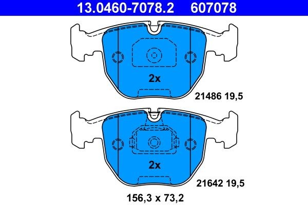 ATE 21642 Disc pads prepared for wear indicator, excl. wear warning contact