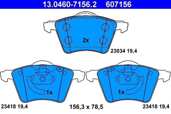 ATE Brake pad kit 13.0460-7156.2 for Ford Galaxy wgr