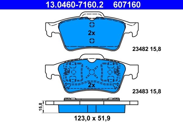 ATE Brake pad kit 13.0460-7160.2 for FORD TOURNEO CONNECT, TRANSIT CONNECT