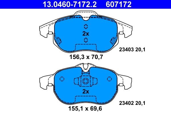 ATE 23403 Disc pads prepared for wear indicator, excl. wear warning contact