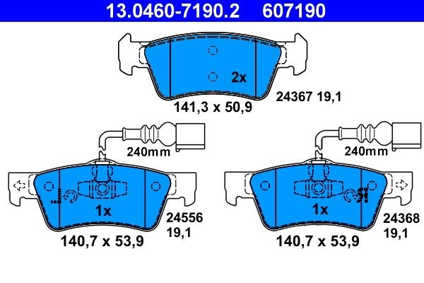 ATE Brake pad kit 13.0460-7190.2 for Touareg 7L