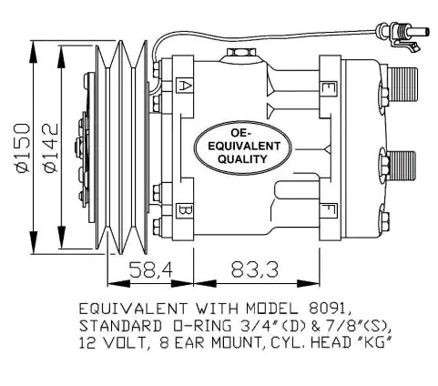 NRF SD7H15, 12V, PAG 46, mit PAG-Kompressoröl Riemenscheiben-Ø: 150mm, Anzahl der Rillen: 2 Klimakompressor 32767 kaufen