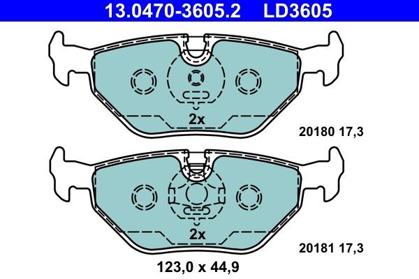 13.0470-3605.2 Set of brake pads 13.0470-3605.2 ATE prepared for wear indicator, excl. wear warning contact