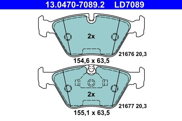 13.0470-7089.2 Set of brake pads 13.0470-7089.2 ATE prepared for wear indicator, excl. wear warning contact