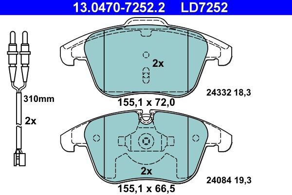 ATE Brake pad kit 13.0470-7252.2