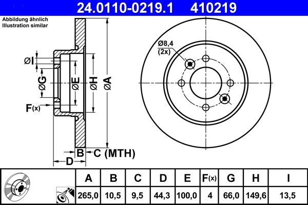 ATE Brake rotors 24.0110-0219.1 for RENAULT LAGUNA, SAFRANE
