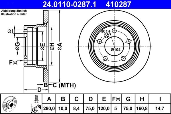 ATE Brake rotors 24.0110-0287.1 for BMW Z4 E85