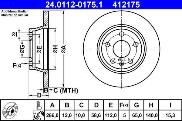 ATE Brake rotors 24.0112-0175.1 for AUDI TT