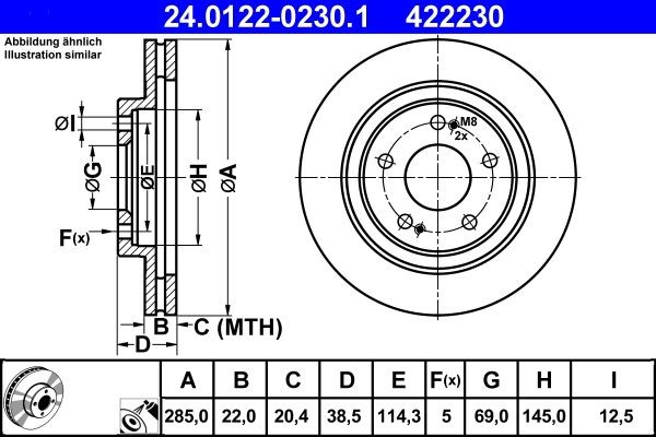 ATE Brake rotors 24.0122-0230.1 for MITSUBISHI PAJERO / SHOGUN SPORT, PAJERO / SHOGUN PININ