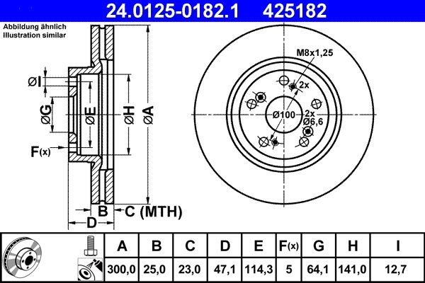 ATE Brake rotors 24.0125-0182.1 for HONDA CR-V, CIVIC