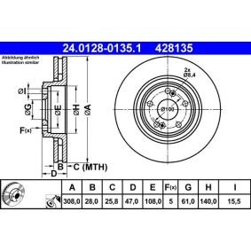 JK0/1 ATE 2x ATE Disque de frein 24.0128-0135.1 pour RENAULT ESPACE IV 47,0mm 