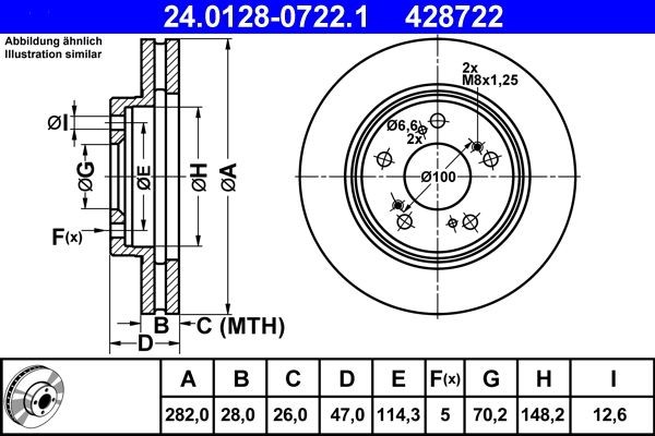 ATE Brake rotors 24.0128-0722.1 for HONDA LEGEND