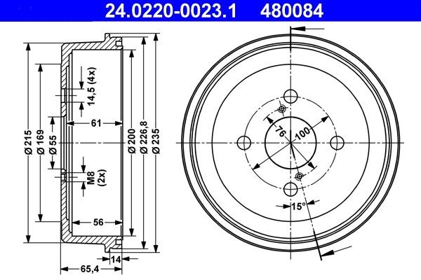 ATE 24.0220-0023.1 Brake Drum 235,0mm