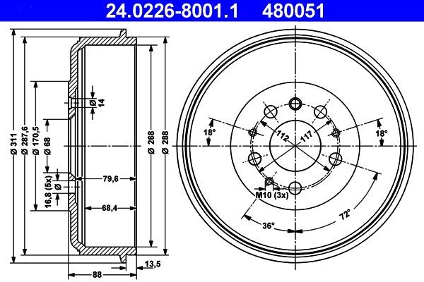Great value for money - ATE Brake Drum 24.0226-8001.1