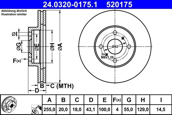 ATE Brake rotors 24.0320-0175.1 for TOYOTA YARIS, MR2, bB