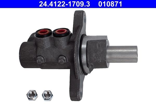 24.4122-1709.3 ATE Brake master cylinder FIAT Number of connectors: 2, Ø: 22,2 mm, without brake fluid reservoir, M10x1