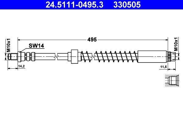 ATE 24.5111-0495.3 Brake hose 495 mm, M10x1
