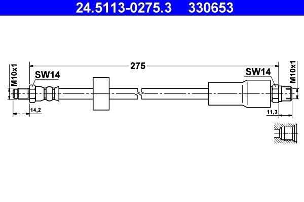 Original ATE 330653 Flexible brake pipe 24.5113-0275.3 for BMW 5 Series