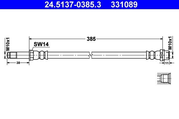 331089 ATE 385 mm, M10x1 Length: 385mm, Internal Thread: M10x1mm, External Thread: M10x1mm Brake line 24.5137-0385.3 buy