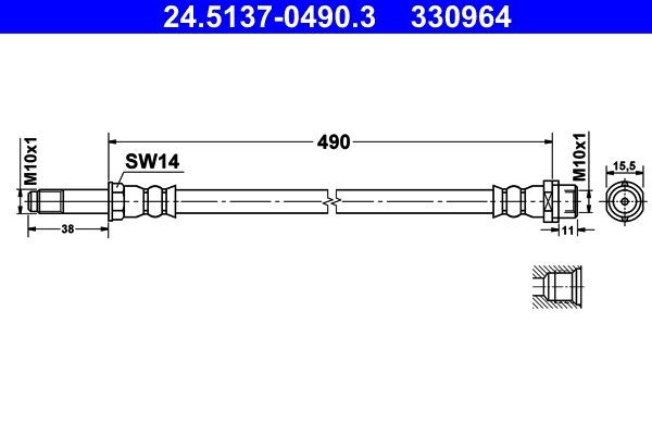 Mercedes SPRINTER Brake flexi hose 959449 ATE 24.5137-0490.3 online buy