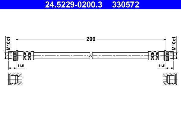 330572 ATE 200 mm Length: 200mm, Internal Thread 1: M10x1mm, Internal Thread 2: M10x1mm Brake line 24.5229-0200.3 buy