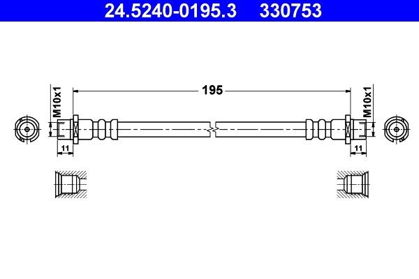Original 24.5240-0195.3 ATE Flexible brake line OPEL
