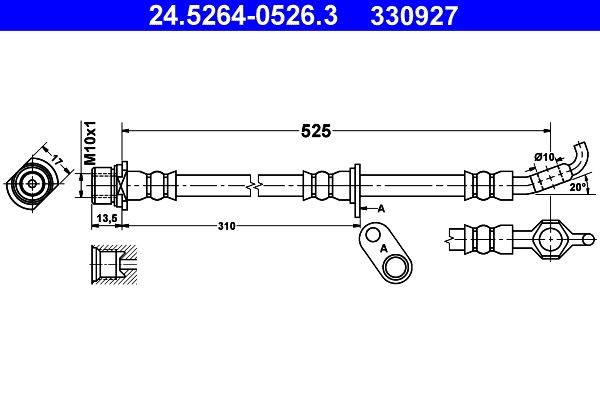Original 24.5264-0526.3 ATE Flexible brake pipe TOYOTA
