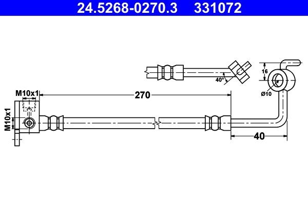 24.5268-0270.3 ATE Brake flexi hose MAZDA 270 mm, M10x1