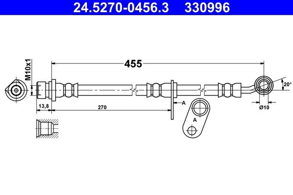 Original 24.5270-0456.3 ATE Flexible brake line HONDA