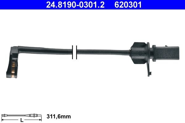 620301 ATE Length: 311,6mm Warning contact, brake pad wear 24.8190-0301.2 buy