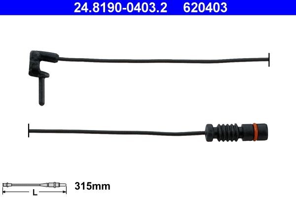 620403 ATE Length: 315mm Warning contact, brake pad wear 24.8190-0403.2 buy