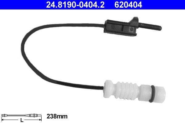 620404 ATE Length: 238mm Warning contact, brake pad wear 24.8190-0404.2 buy
