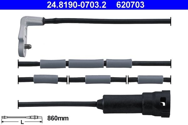 620703 ATE Length: 860mm Warning contact, brake pad wear 24.8190-0703.2 buy