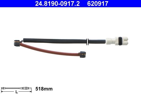 620917 ATE Length: 518mm Warning contact, brake pad wear 24.8190-0917.2 buy