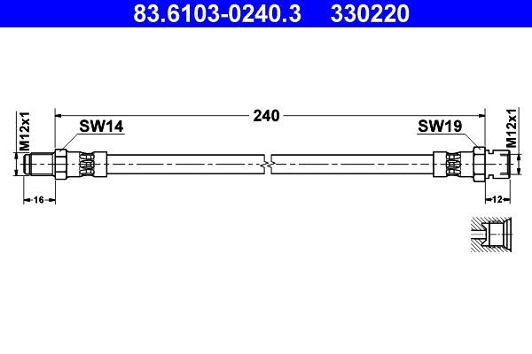 ATE 83.6103-0240.3 Bremsschlauch für MERCEDES-BENZ UNIMOG LKW in Original Qualität