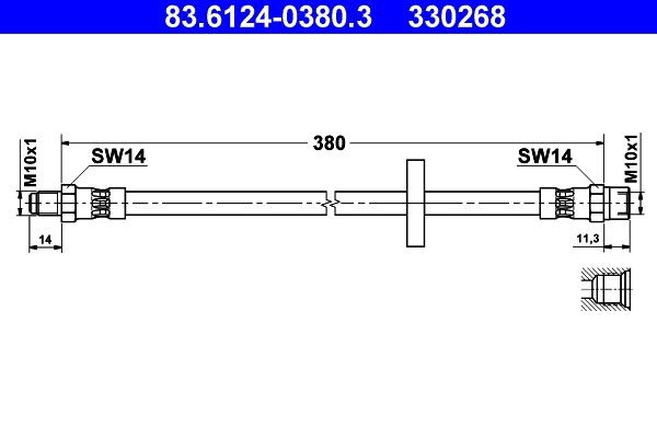 330268 ATE 380 mm, M10x1 Length: 380mm, Internal Thread: M10x1mm, External Thread: M10x1mm Brake line 83.6124-0380.3 buy