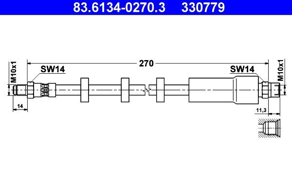 330779 ATE 270 mm, M10x1 Length: 270mm, Internal Thread: M10x1mm, External Thread: M10x1mm Brake line 83.6134-0270.3 buy