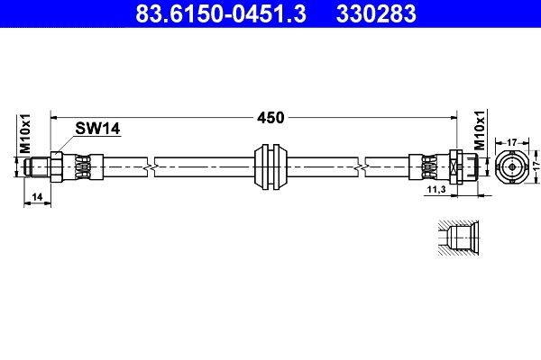 83.6150-0451.3 ATE Brake flexi hose BMW 450 mm, M10x1
