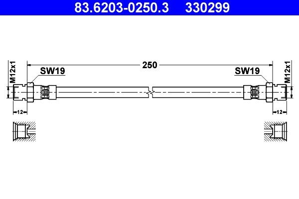 ATE 83.6203-0250.3 Bremsschlauch für MERCEDES-BENZ UNIMOG LKW in Original Qualität
